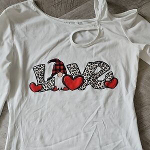 NEW White Love Graphic Cutout Top